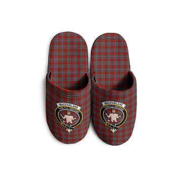 MacFarlane Red Tartan Home Slippers with Family Crest