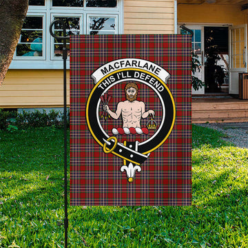 MacFarlane Red Tartan Flag with Family Crest