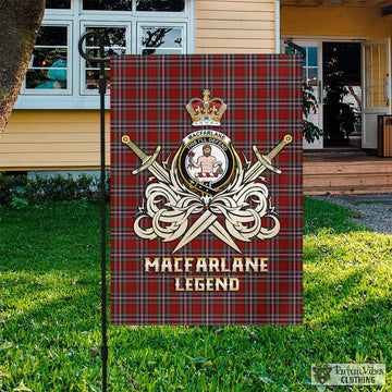 MacFarlane Red Tartan Flag with Clan Crest and the Golden Sword of Courageous Legacy
