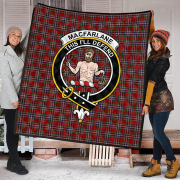 MacFarlane Red Tartan Quilt with Family Crest