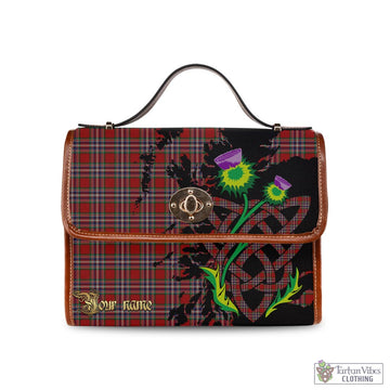 MacFarlane Red Tartan Waterproof Canvas Bag with Scotland Map and Thistle Celtic Accents