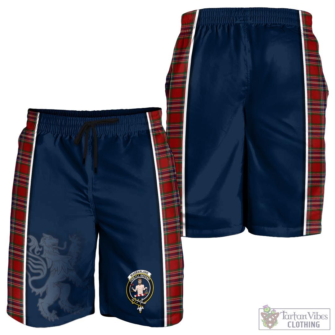 Tartan Vibes Clothing MacFarlane Red Tartan Men's Shorts with Family Crest and Lion Rampant Vibes Sport Style