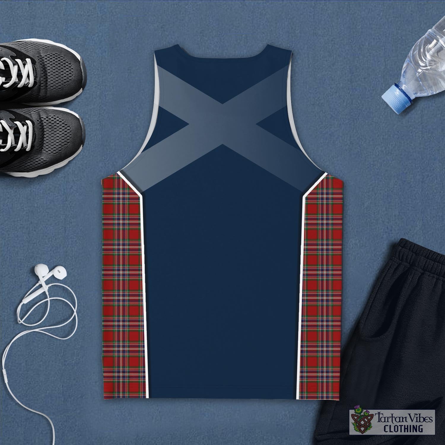 Tartan Vibes Clothing MacFarlane Red Tartan Men's Tanks Top with Family Crest and Scottish Thistle Vibes Sport Style