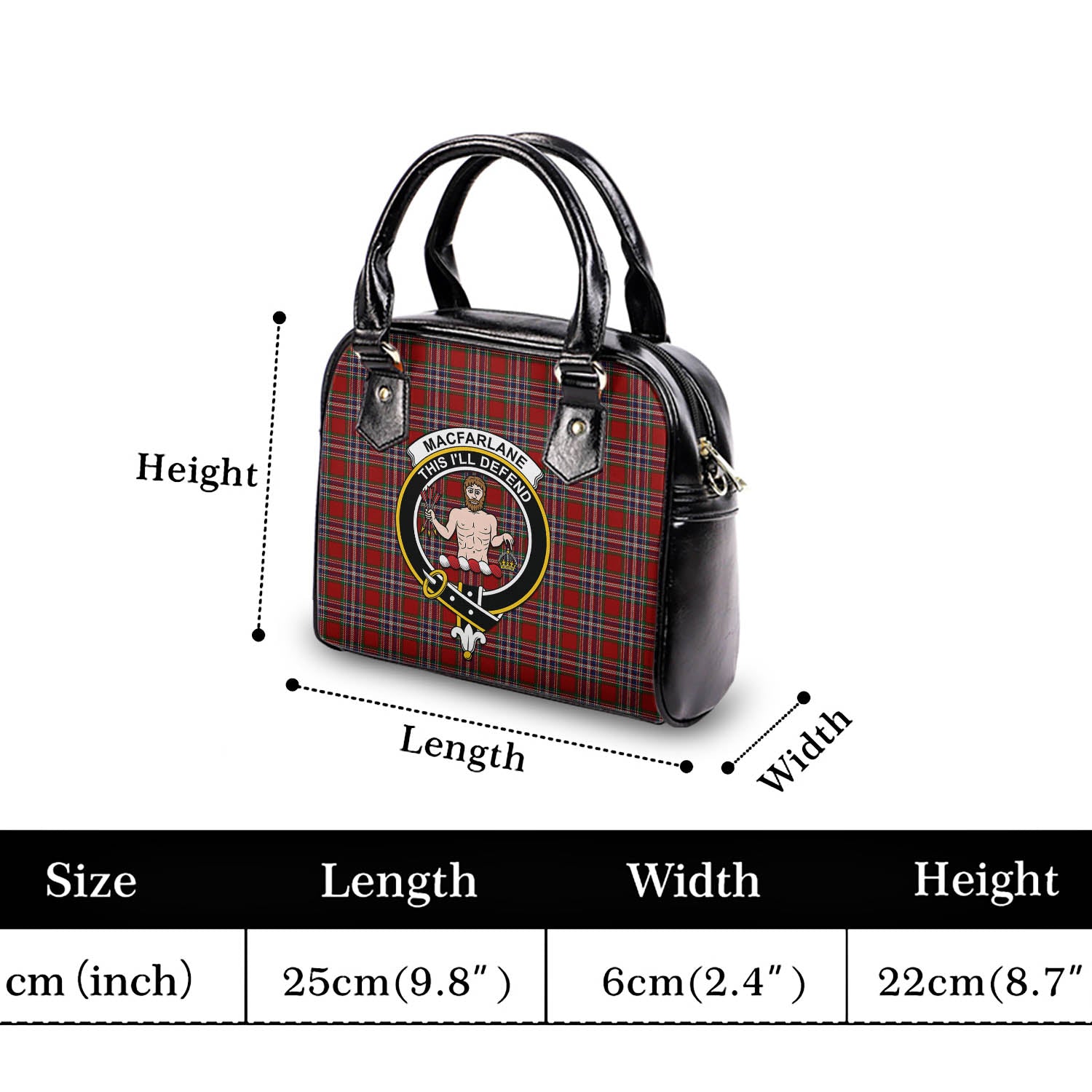 MacFarlane Red Tartan Shoulder Handbags with Family Crest - Tartanvibesclothing