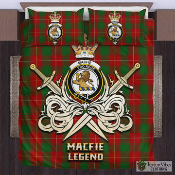 MacFie Tartan Bedding Set with Clan Crest and the Golden Sword of Courageous Legacy