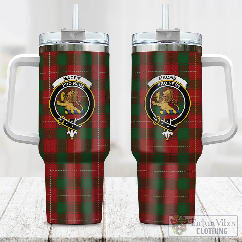 Tartan Vibes Clothing MacFie Tartan and Family Crest Tumbler with Handle