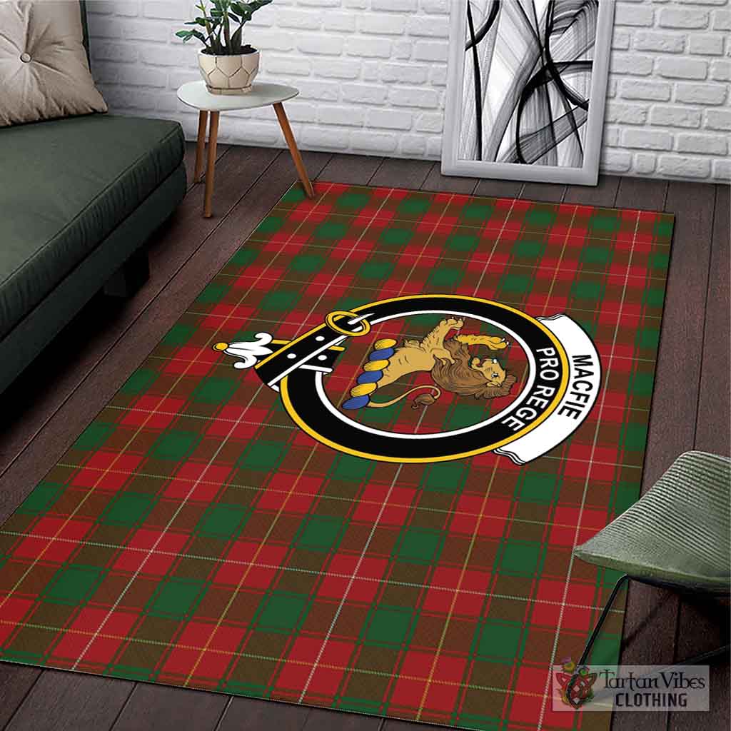 Tartan Vibes Clothing MacFie Tartan Area Rug with Family Crest