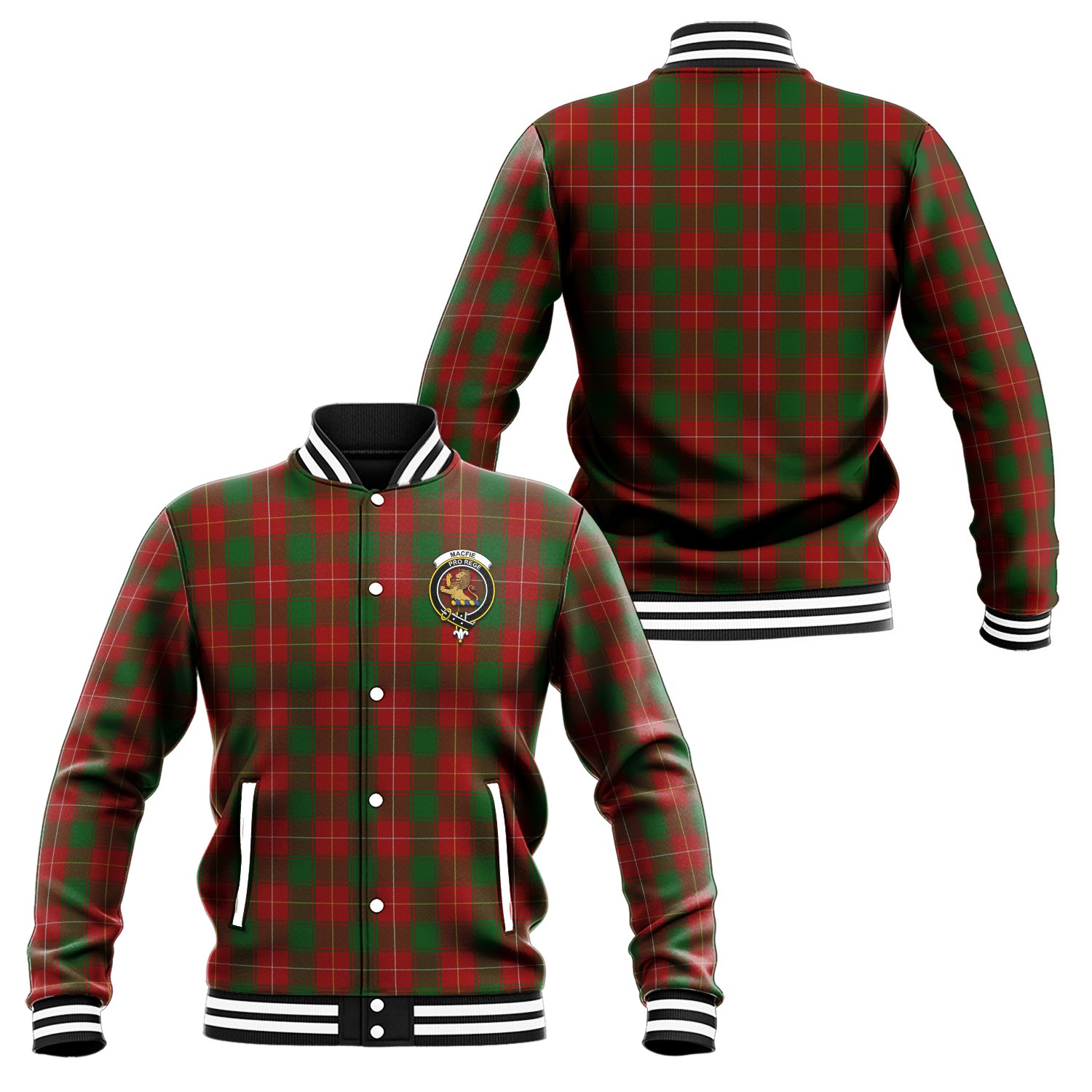 MacFie (McFie) Tartan Baseball Jacket with Family Crest Unisex - Tartan Vibes Clothing