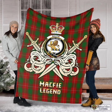 MacFie Tartan Blanket with Clan Crest and the Golden Sword of Courageous Legacy