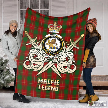 Tartan Vibes Clothing MacFie Tartan Blanket with Clan Crest and the Golden Sword of Courageous Legacy