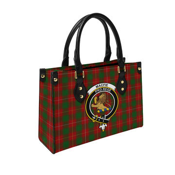 MacFie Tartan Leather Bag with Family Crest