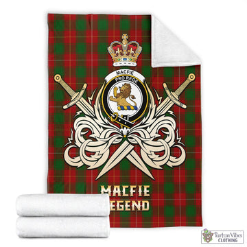 Tartan Vibes Clothing MacFie Tartan Blanket with Clan Crest and the Golden Sword of Courageous Legacy
