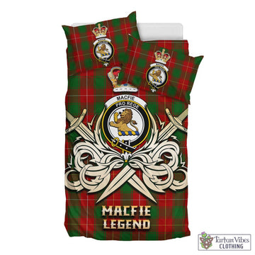 MacFie Tartan Bedding Set with Clan Crest and the Golden Sword of Courageous Legacy