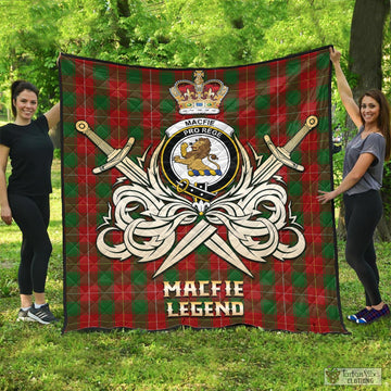 MacFie Tartan Quilt with Clan Crest and the Golden Sword of Courageous Legacy
