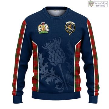 Tartan Vibes Clothing MacFie Tartan Knitted Sweatshirt with Family Crest and Scottish Thistle Vibes Sport Style