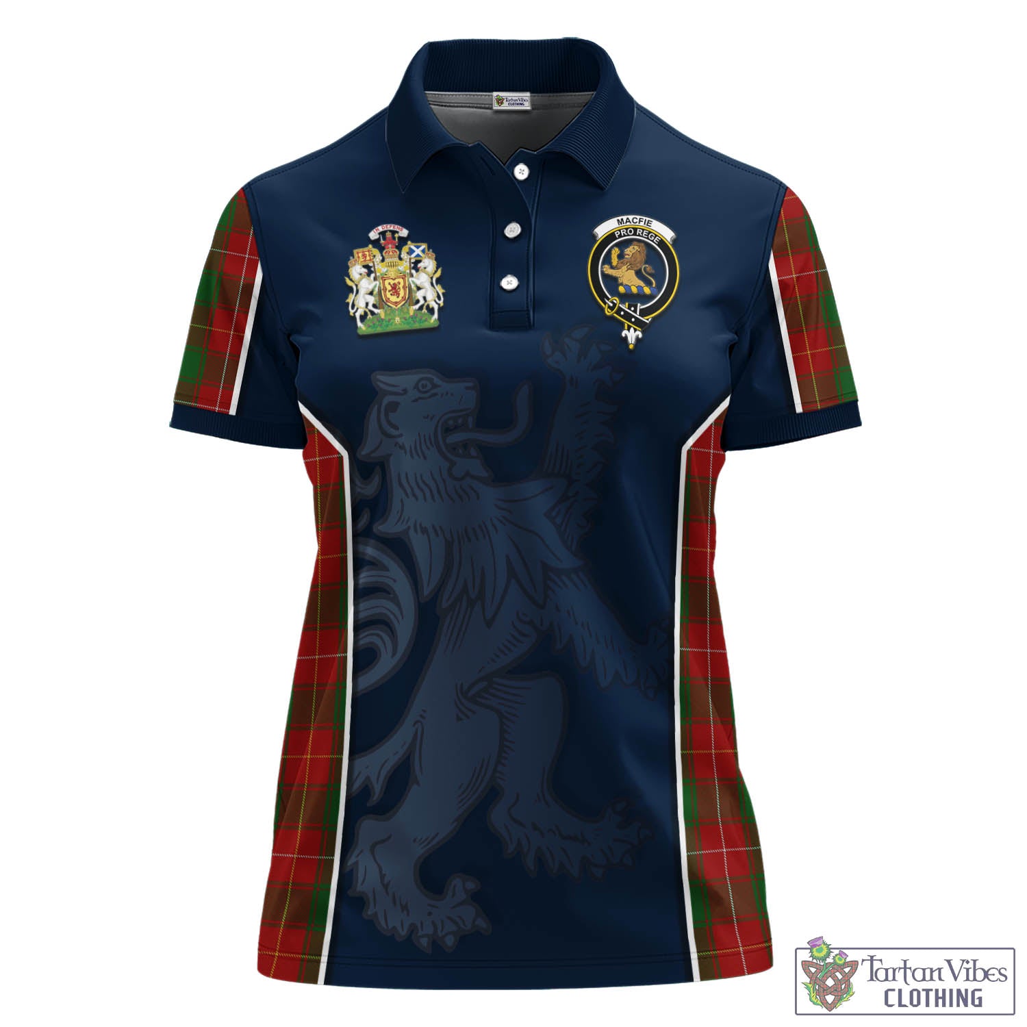 MacFie (McFie) Tartan Women's Polo Shirt with Family Crest and Lion Rampant Vibes Sport Style - Tartan Vibes Clothing