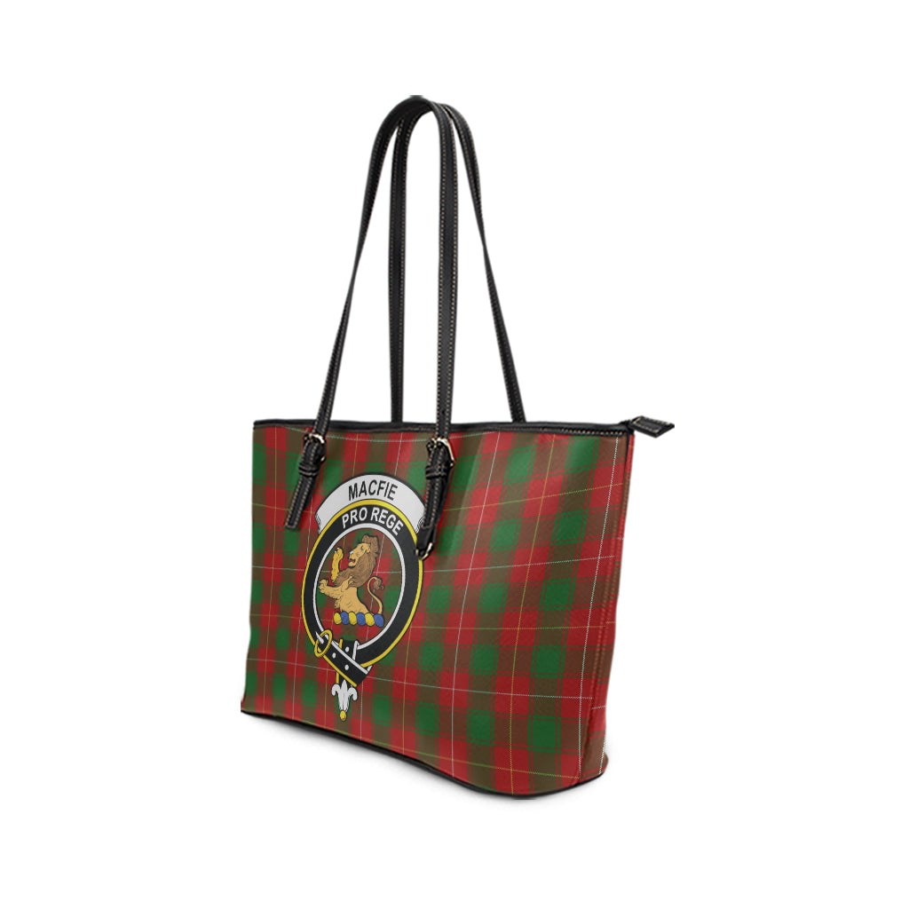 MacFie (McFie) Tartan Leather Tote Bag with Family Crest - Tartan Vibes Clothing