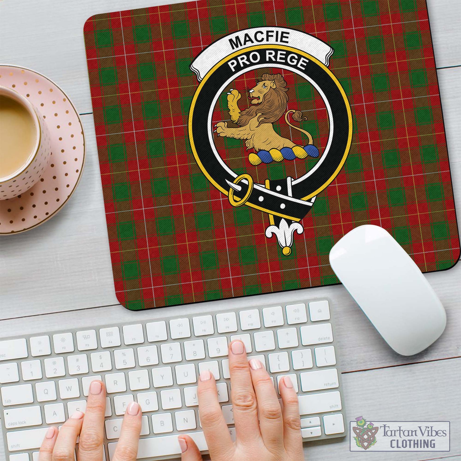 Tartan Vibes Clothing MacFie Tartan Mouse Pad with Family Crest