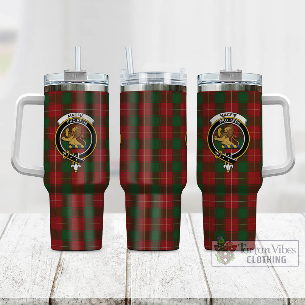 Tartan Vibes Clothing MacFie Tartan and Family Crest Tumbler with Handle