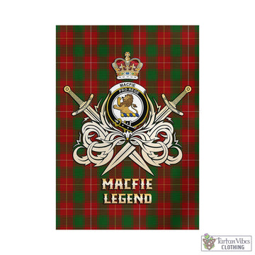 MacFie (McFie) Tartan Garden Flag with Clan Crest and the Golden Sword of Courageous Legacy