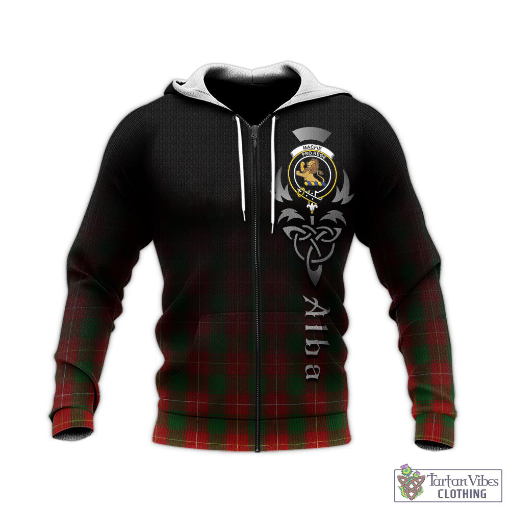 Tartan Vibes Clothing MacFie Tartan Knitted Hoodie Featuring Alba Gu Brath Family Crest Celtic Inspired