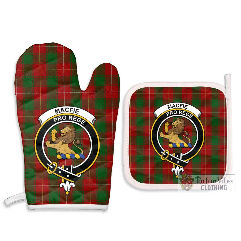 MacFie (McFie) Tartan Combo Oven Mitt & Pot-Holder with Family Crest Combo 1 Oven Mitt & 2 Pot-Holder White - Tartan Vibes Clothing