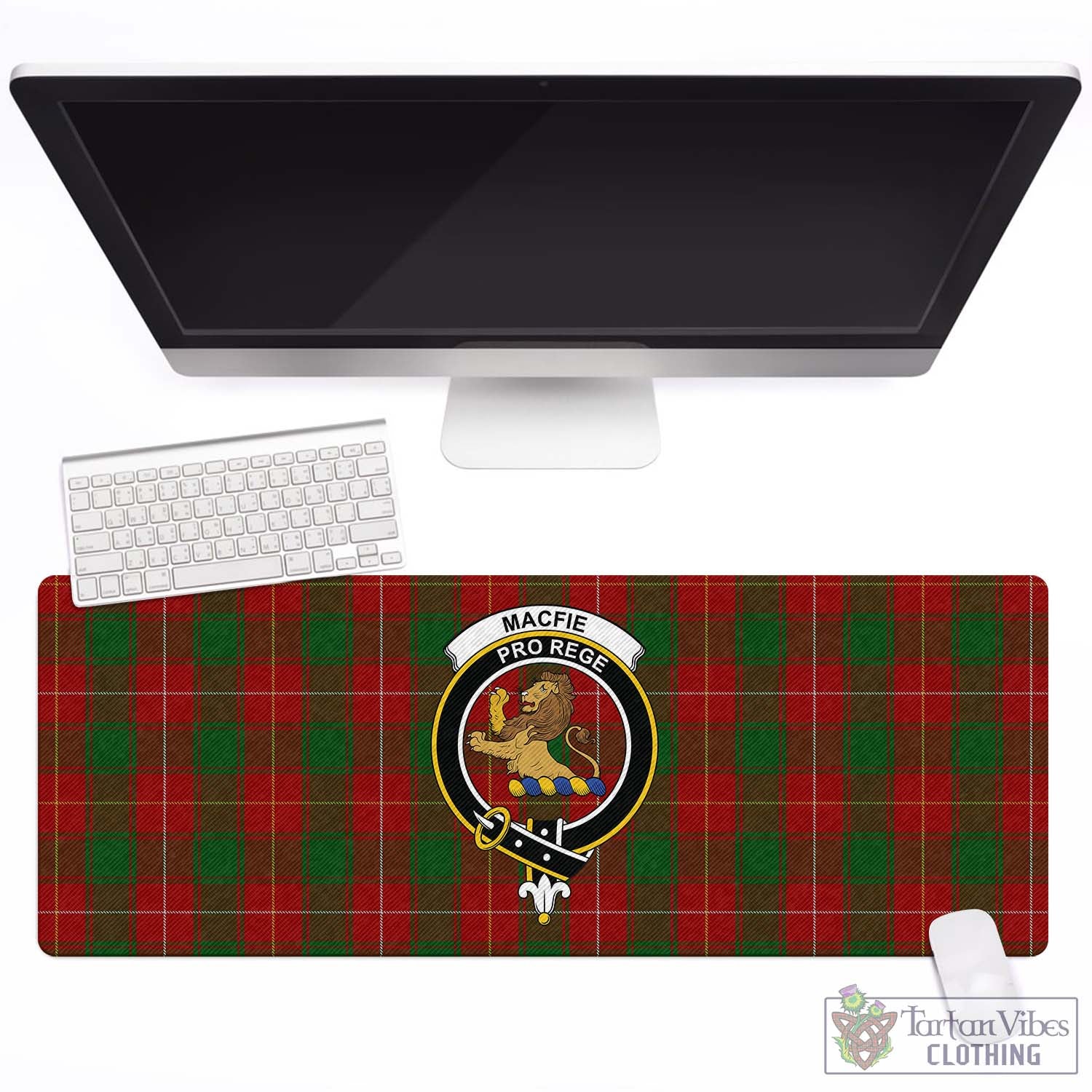 Tartan Vibes Clothing MacFie Tartan Mouse Pad with Family Crest