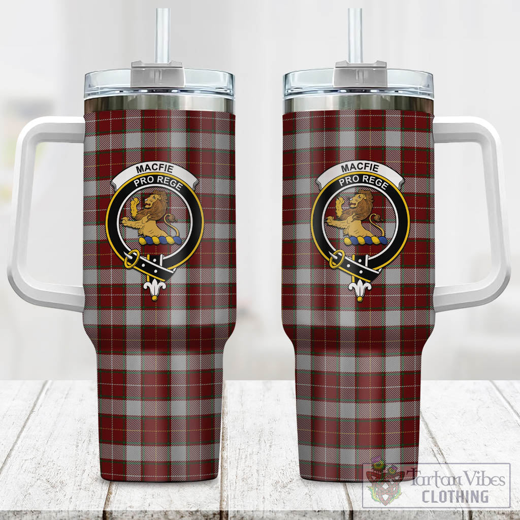 Tartan Vibes Clothing MacFie Dress Tartan and Family Crest Tumbler with Handle