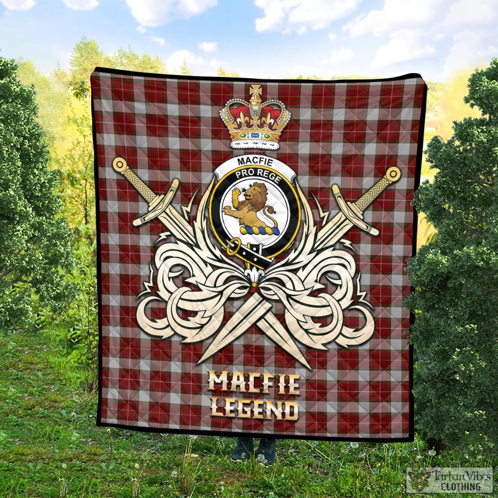 Tartan Vibes Clothing MacFie Dress Tartan Quilt with Clan Crest and the Golden Sword of Courageous Legacy