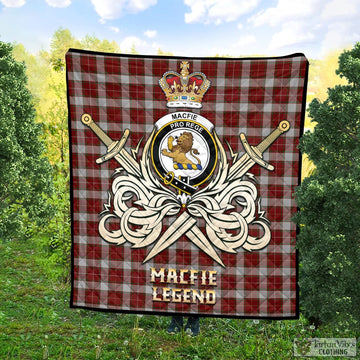 MacFie Dress Tartan Quilt with Clan Crest and the Golden Sword of Courageous Legacy