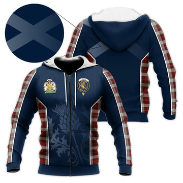 MacFie Dress Tartan Knitted Hoodie with Family Crest and Scottish Thistle Vibes Sport Style