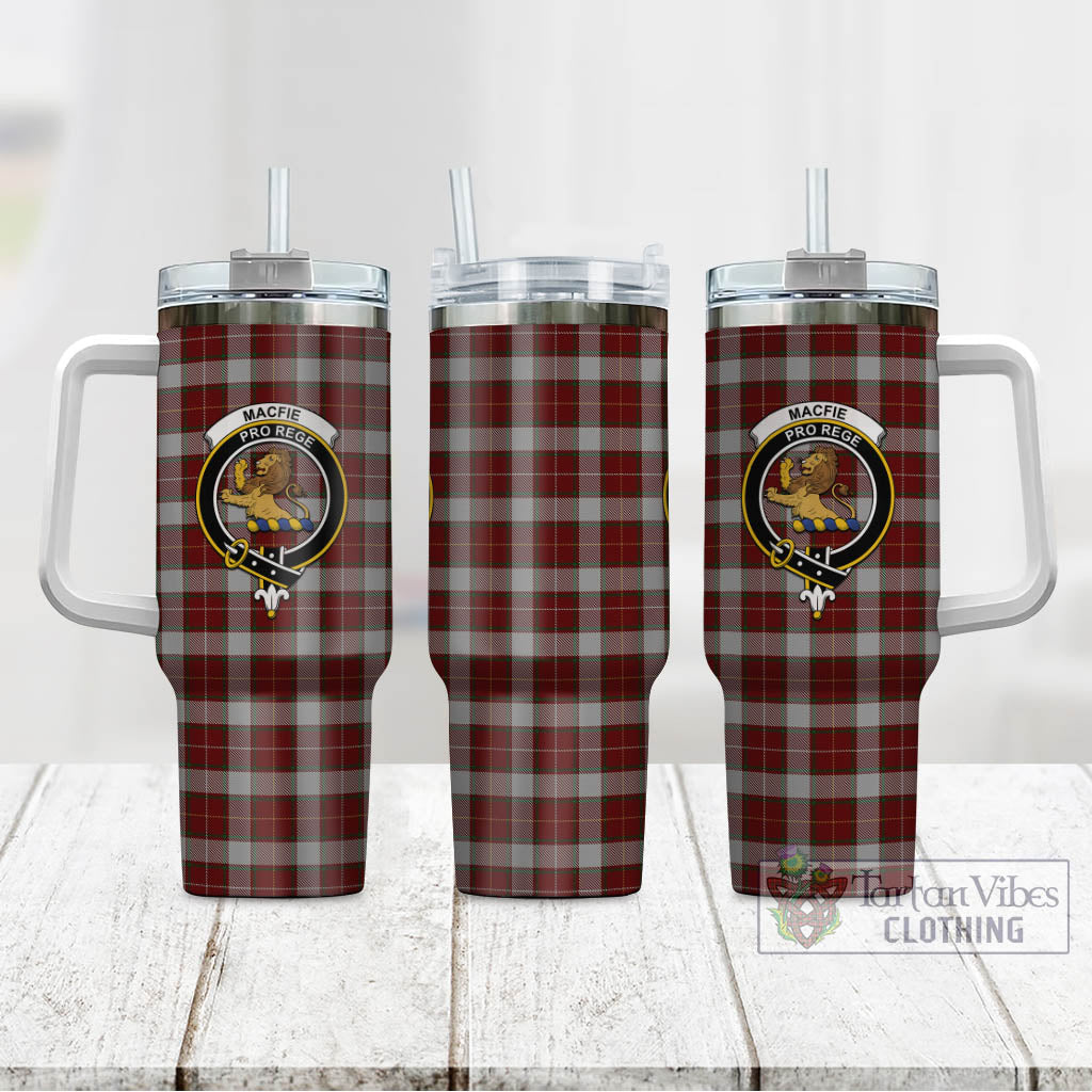 Tartan Vibes Clothing MacFie Dress Tartan and Family Crest Tumbler with Handle