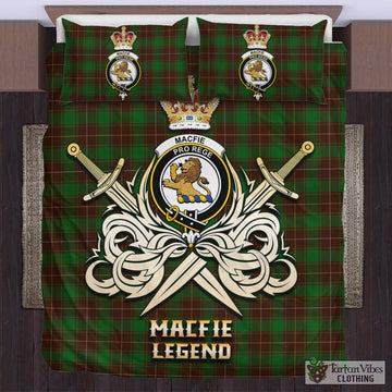 MacFie Hunting Tartan Bedding Set with Clan Crest and the Golden Sword of Courageous Legacy