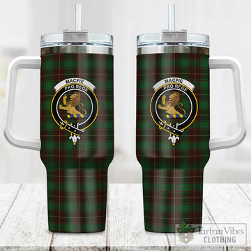 MacFie Hunting Tartan and Family Crest Tumbler with Handle