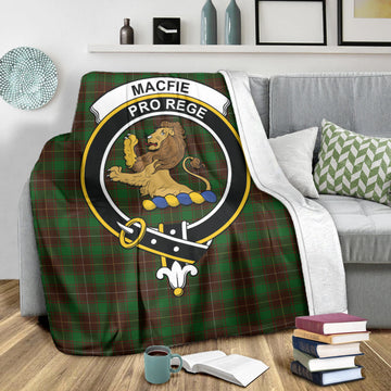MacFie Hunting Tartan Blanket with Family Crest