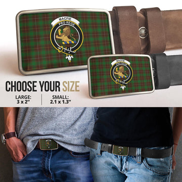 MacFie Hunting Tartan Belt Buckles with Family Crest
