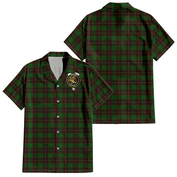 MacFie Hunting Tartan Short Sleeve Button Down Shirt with Family Crest
