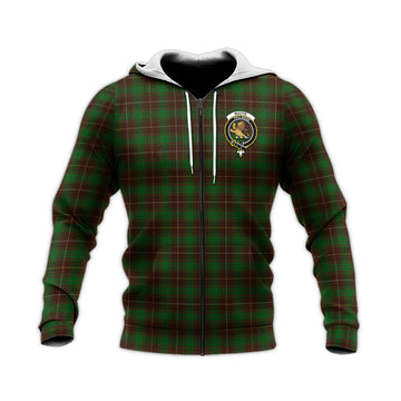 MacFie Hunting Tartan Knitted Hoodie with Family Crest
