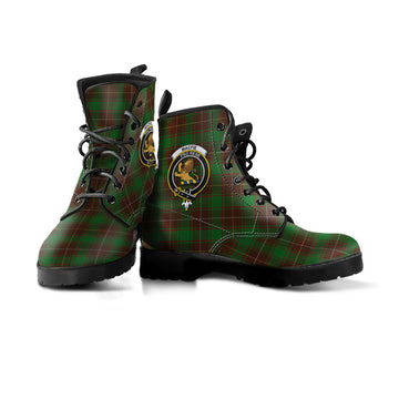 MacFie Hunting Tartan Leather Boots with Family Crest
