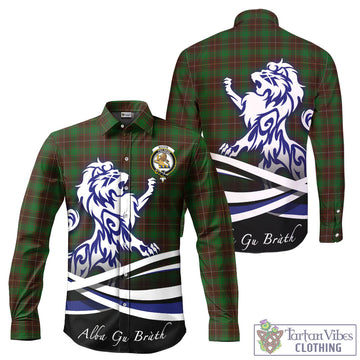 MacFie Hunting Tartan Long Sleeve Button Up Shirt with Alba Gu Brath Regal Lion Emblem