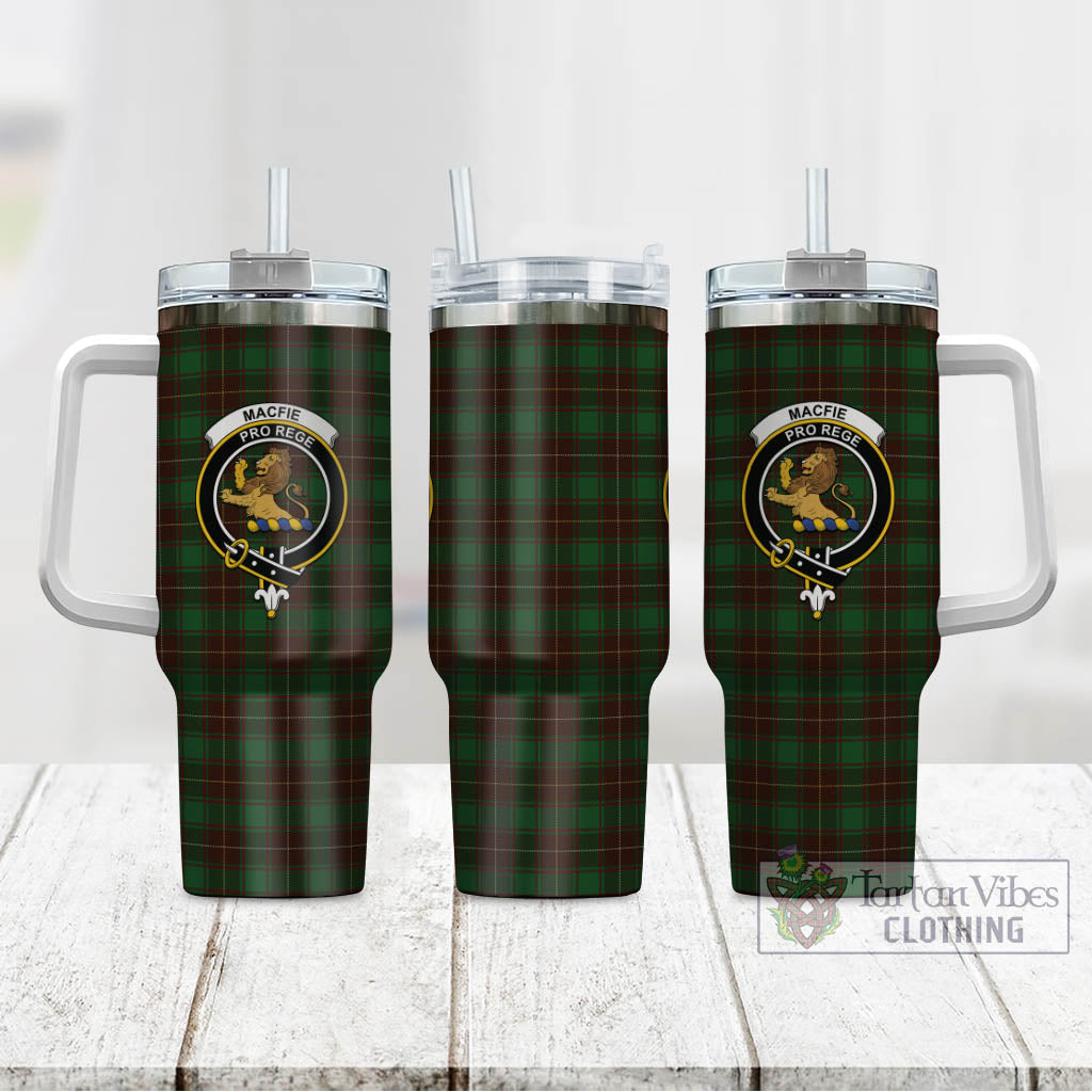 Tartan Vibes Clothing MacFie Hunting Tartan and Family Crest Tumbler with Handle