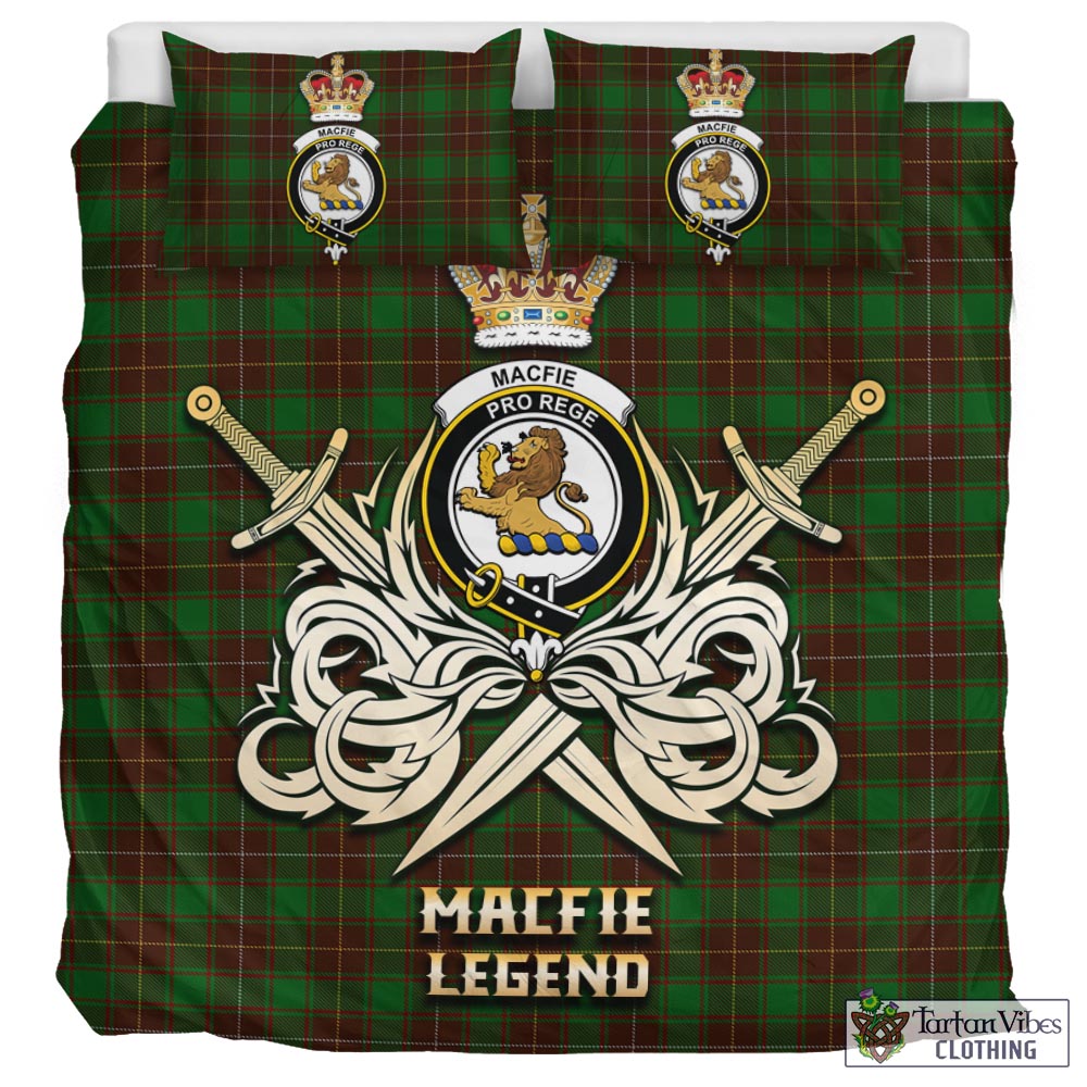 Tartan Vibes Clothing MacFie Hunting Tartan Bedding Set with Clan Crest and the Golden Sword of Courageous Legacy