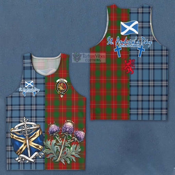 Tartan Vibes Clothing MacFie (McFie) Tartan Men's Tank Top Happy St. Andrew's Day Half Tartan Style