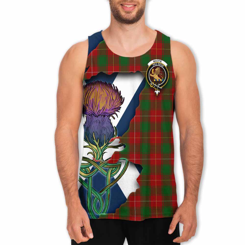 Tartan Vibes Clothing MacFie (McFie) Tartan Family Crest Men's Tank Top Scottish Thistle Celtic Inspired