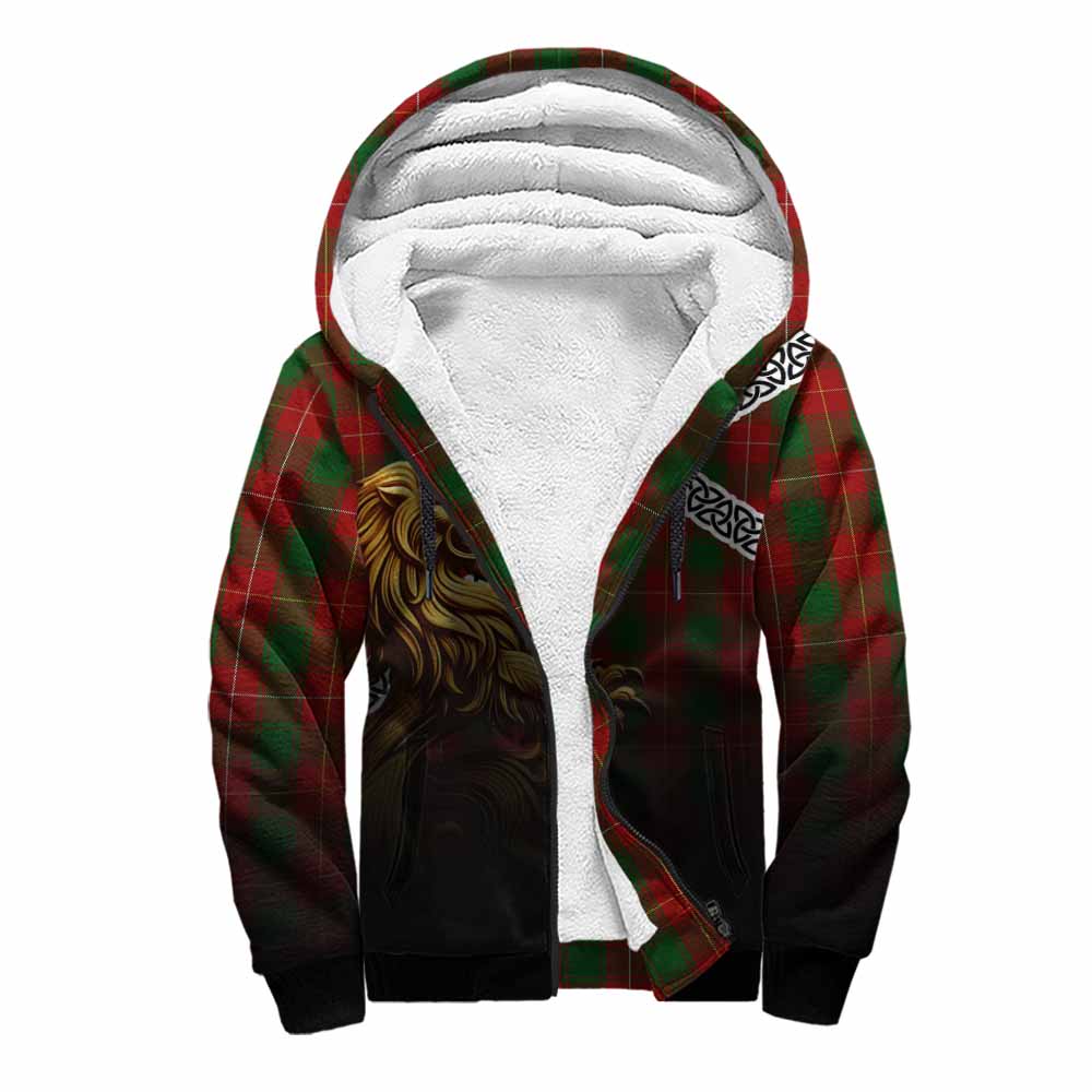 Tartan Vibes Clothing MacFie (McFie) Crest Tartan Sherpa Hoodie with Golden Lion Emblem Celtic Style