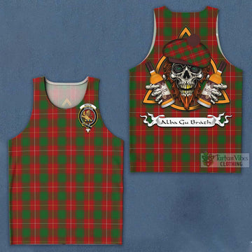 Tartan Vibes Clothing MacFie (McFie) Tartan Men's Tank Top with Family Crest and Bearded Skull Holding Bottles of Whiskey
