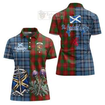 Tartan Vibes Clothing MacFie (McFie) Tartan Women's Polo Shirt Happy St. Andrew's Day Half Tartan Style