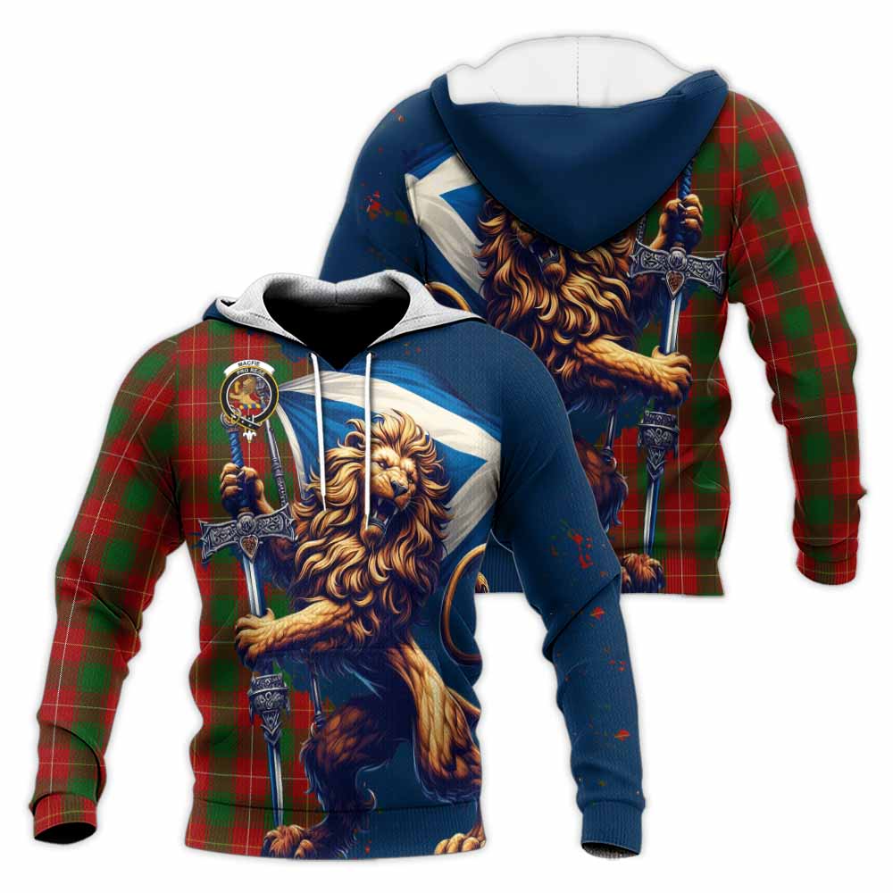 Tartan Vibes Clothing MacFie (McFie) Tartan Family Crest Knitted Hoodie with Scottish Majestic Lion