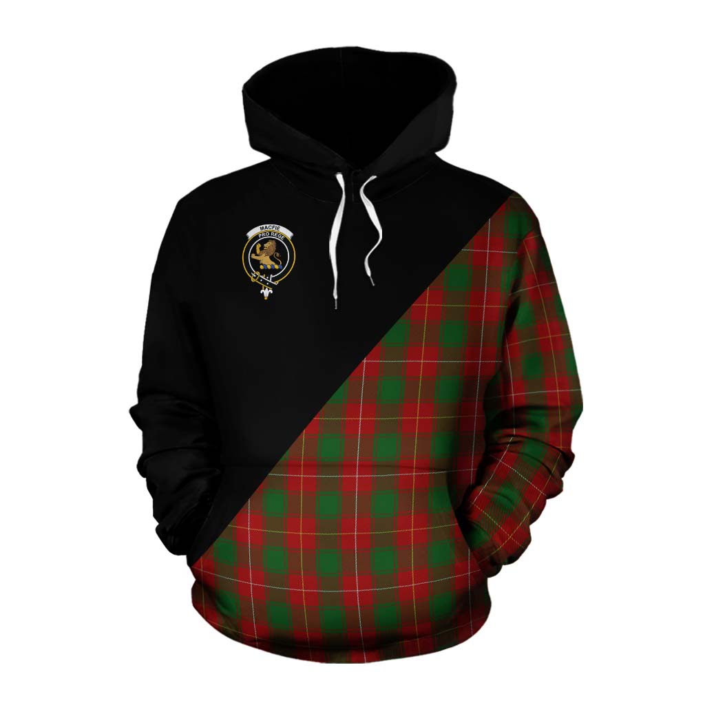 Tartan Vibes Clothing MacFie (McFie) Tartan Cotton Hoodie with Family Crest and Military Logo Style