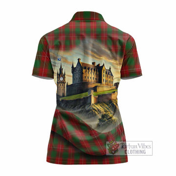 MacFie (McFie) Tartan Family Crest Women's Polo Shirt with Scottish Ancient Castle Style